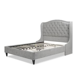 Coverley Tufted Wingback Platform Bed, Queen, Silver Grey