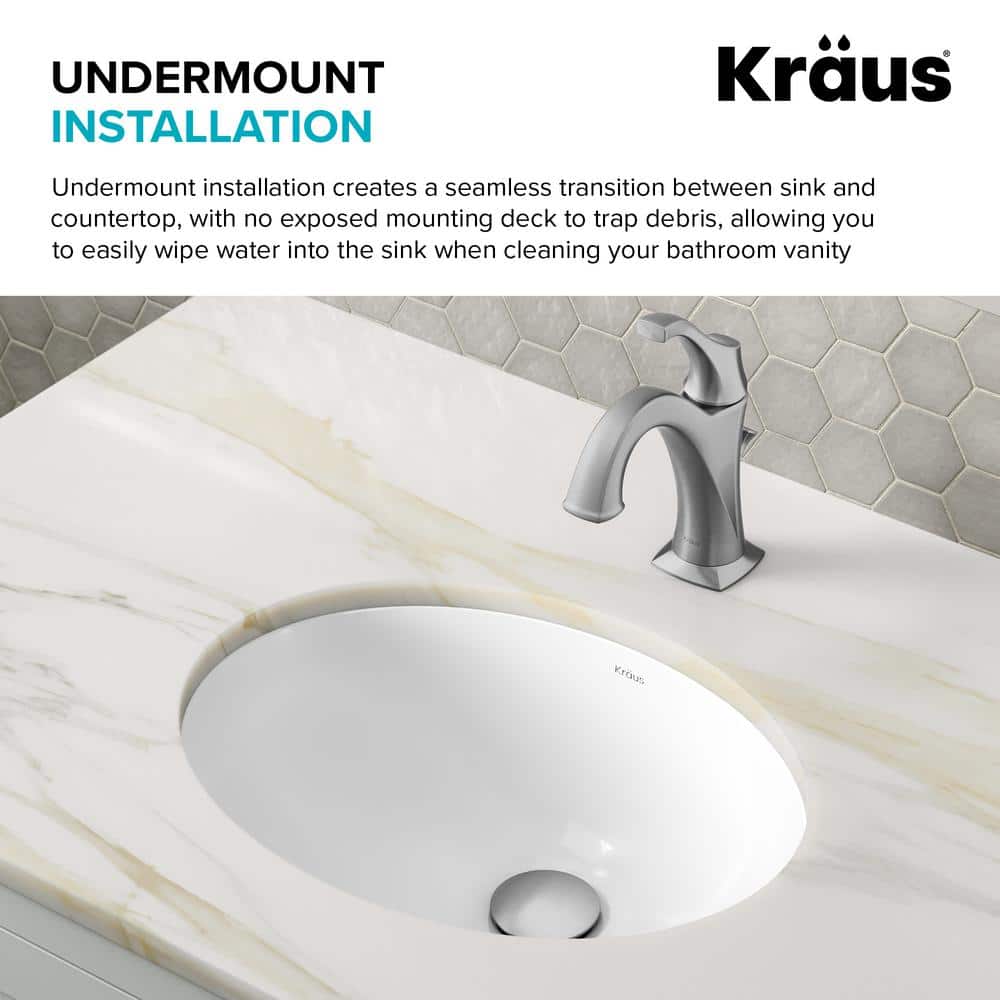 Elavo White Oval Ceramic Undermount Bathroom Sink with Overflow