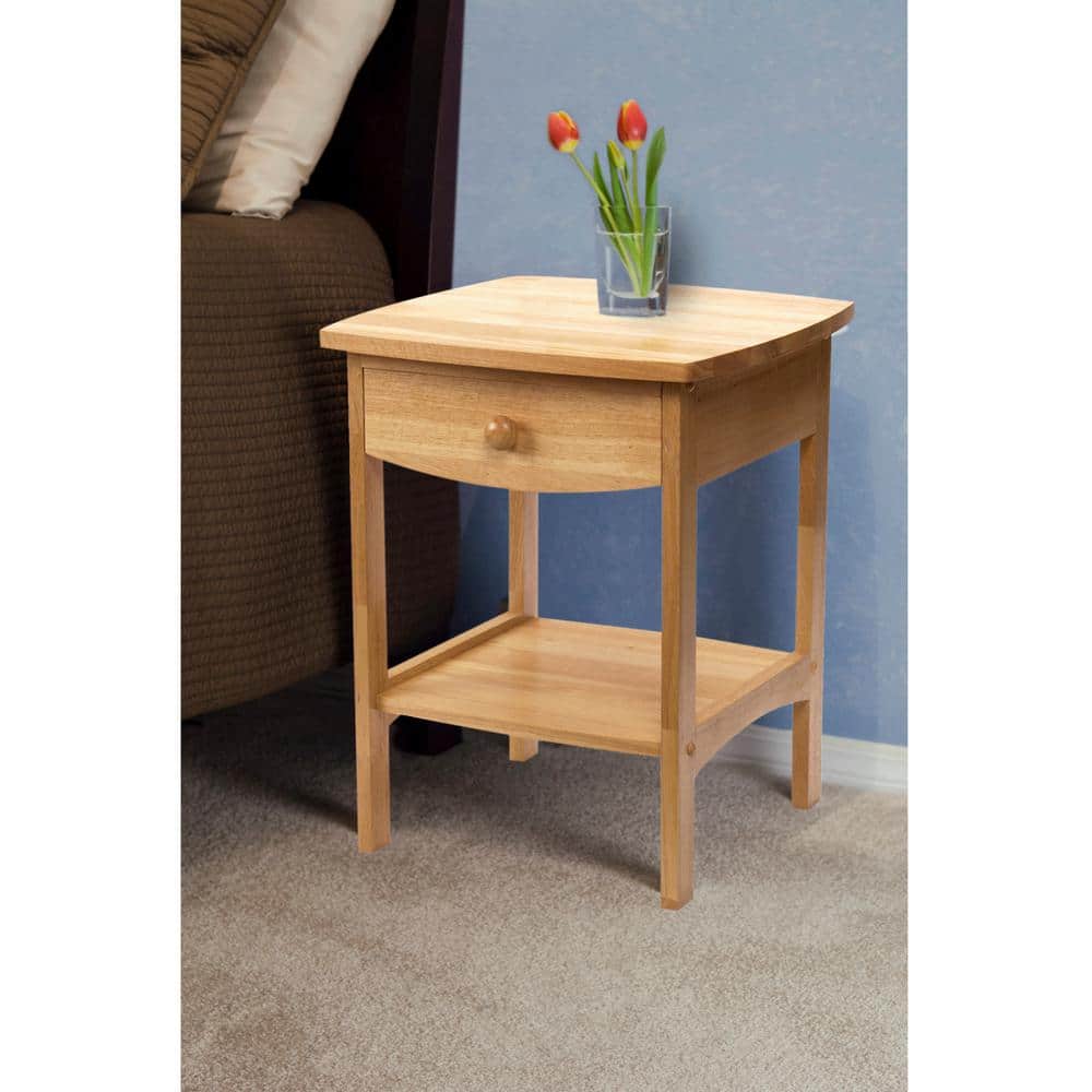 Claire Natural Wood Square Nightstand with Drawer
