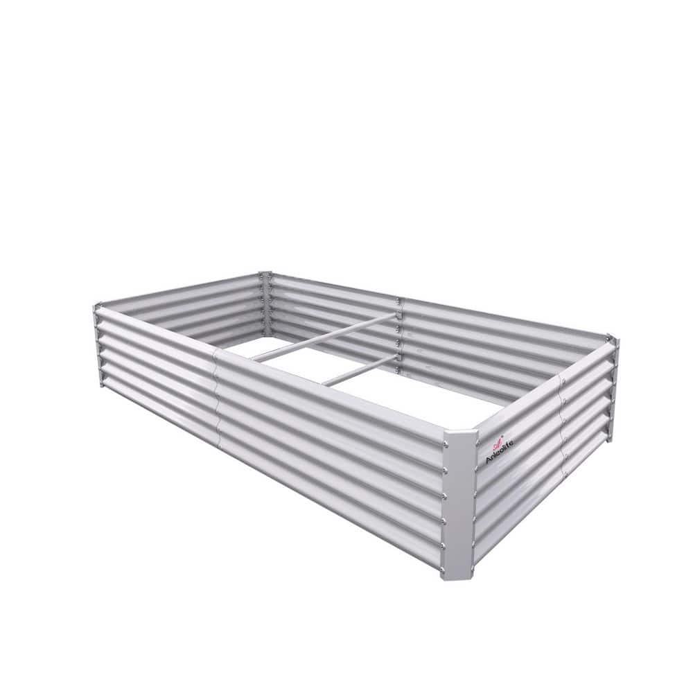 8 x 4 x 1. 5 ft. Metal Rectangular Antique White Galvanized Raised Garden B