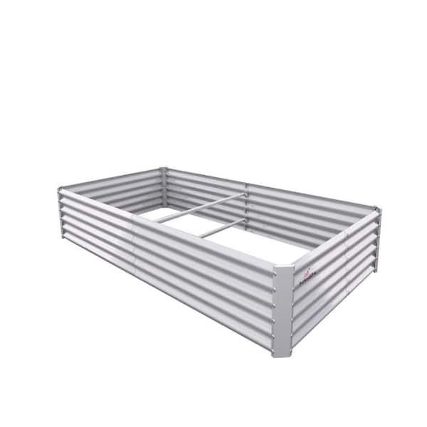 Unbranded 8 x 4 x 1. 5 ft. Metal Rectangular Antique White Galvanized Raised Garden Beds Kit, Deep Root Planters 359 Gal. Capacity