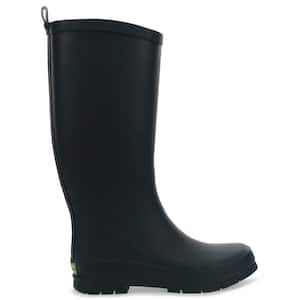 Women's Modern Tall 11.5" Waterproof Rubber Rain Boot - Black size 8