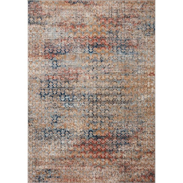 LOLOI II Bianca Ocean/Spice 2 ft.8 in. x 10 ft.6 in. Contemporary Runner Rug
