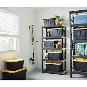 5-Tier Plastic Garage Storage Shelving Unit in Black (36 in. W x 74 in. H x 18 in. D)