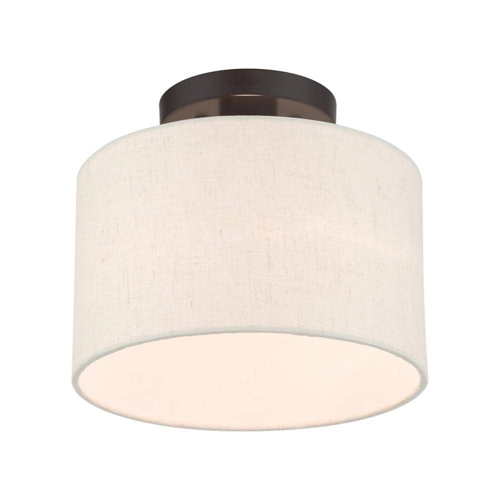 Meadow English Bronze LED Semi-Flush Drum Light