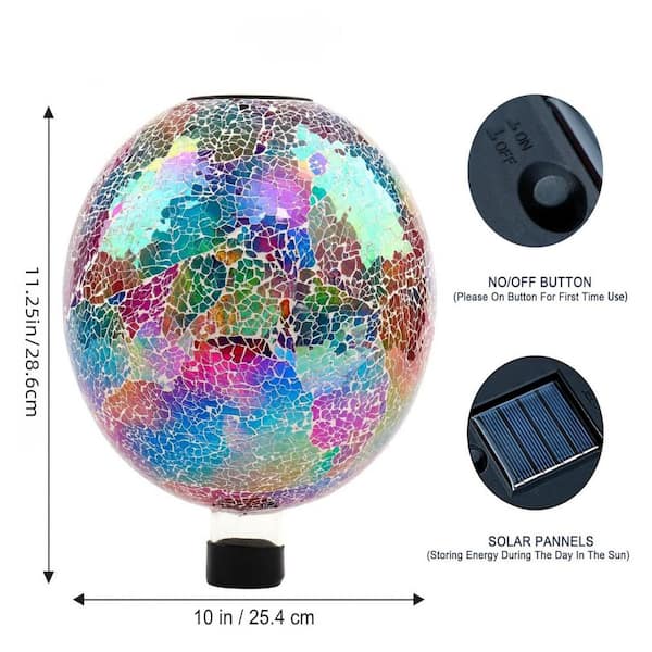 Mosaic Solar Glass Gazing Ball, 10 in. Colorful Gazing Globe