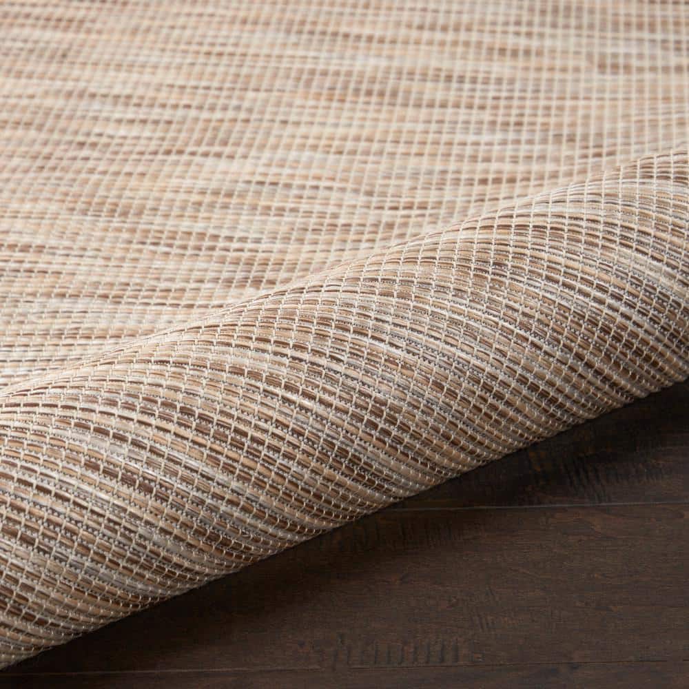 Beige Easy-Care Synthetic Rectangular Flatweave Rug