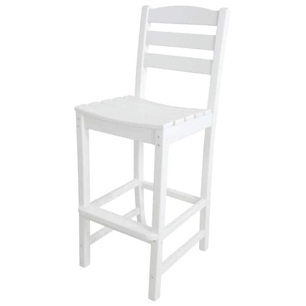 POLYWOOD La Casa Cafe White Plastic Outdoor Patio Bar Side Chair