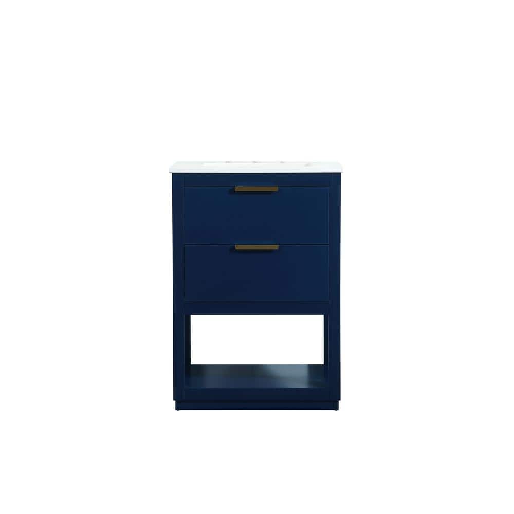 Simply Living 24 in. W x 19 in. D x 34 in. H Bath Vanity in Blue with Calac