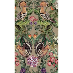 Champagne Tropical Birds Bold Tropical Non-Woven Paper Non-Pasted the Wall Double Roll Wallpaper