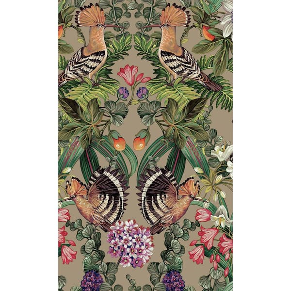 Walls Republic Champagne Tropical Birds Bold Tropical Non-Woven Paper Non-Pasted the Wall Double Roll Wallpaper