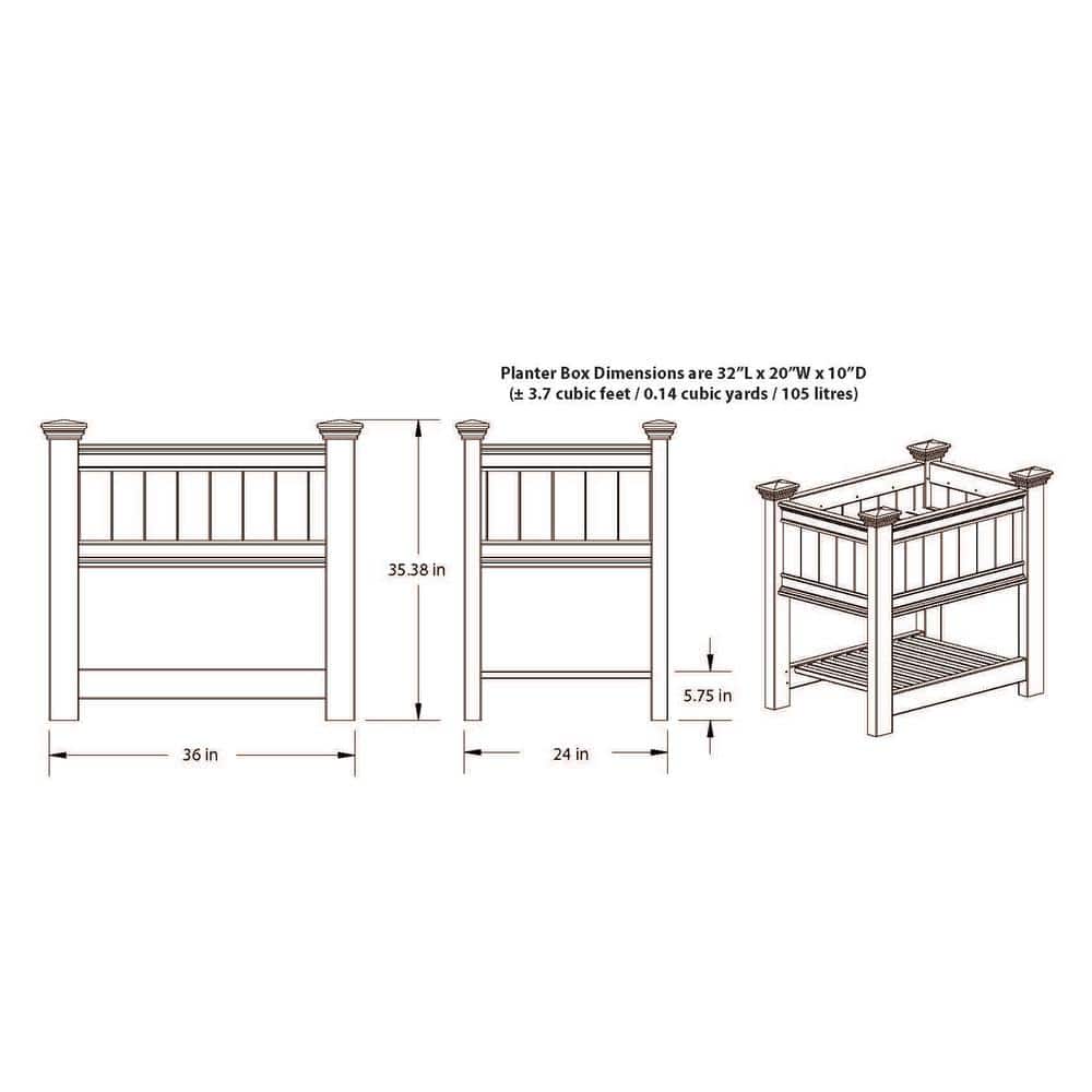 Cambridge White Vinyl Raised Garden Planter with Shelf