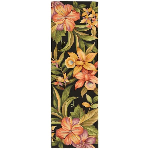 SAFAVIEH Chelsea Black 3 ft. x 6 ft. Solid Floral Runner Rug