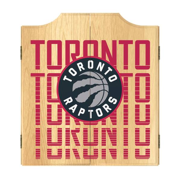 Unbranded - Toronto Raptors City 20.5 in. Dart Board with Cabinet, Darts and Scoreboards