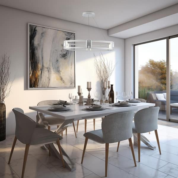 Skylar 35.75 in. Dimmable Integrated LED White Chandelier Light Fixture