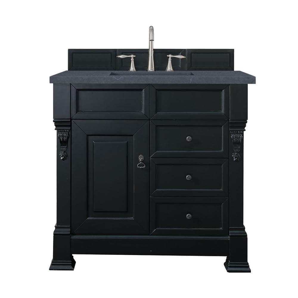 James Martin Vanities Brookfield 36 in. W x 23.5 in. D x 34.3 in. H  Bathroom Vanity in Antique Black with Charcoal Soapstone Quartz Top