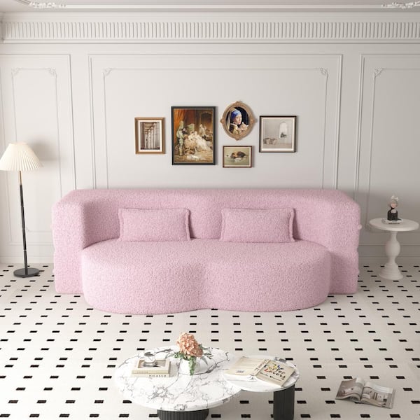 78 in Square Arm Fabric Curved 3-in-1 Sofa with Pillows