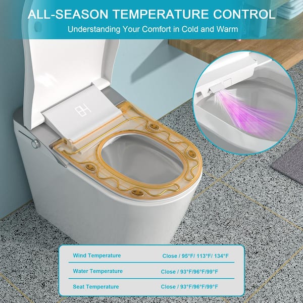 ANGELES HOME Elongated Smart Bidet Toilet with Heated Seat, Foot Sensor, and Smart Remote Control