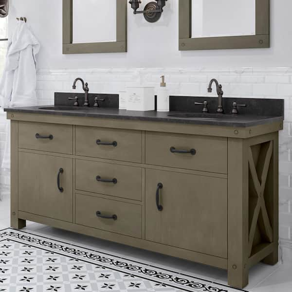 Farmhouse 72 in Double Sink Bathroom Vanity in Grey