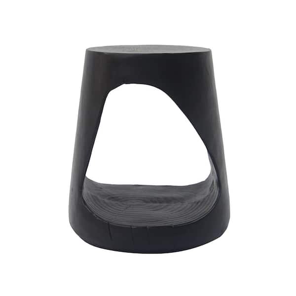 Unbranded Black Round MGO Hollow Outdoor Side Table, All-weather Wood-like Texture Patio Coffee Table End Table