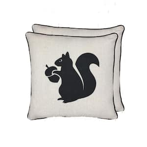Color Black Cottage Icons 18 in. x 18 in. Throw Pillow  (Set of 2)
