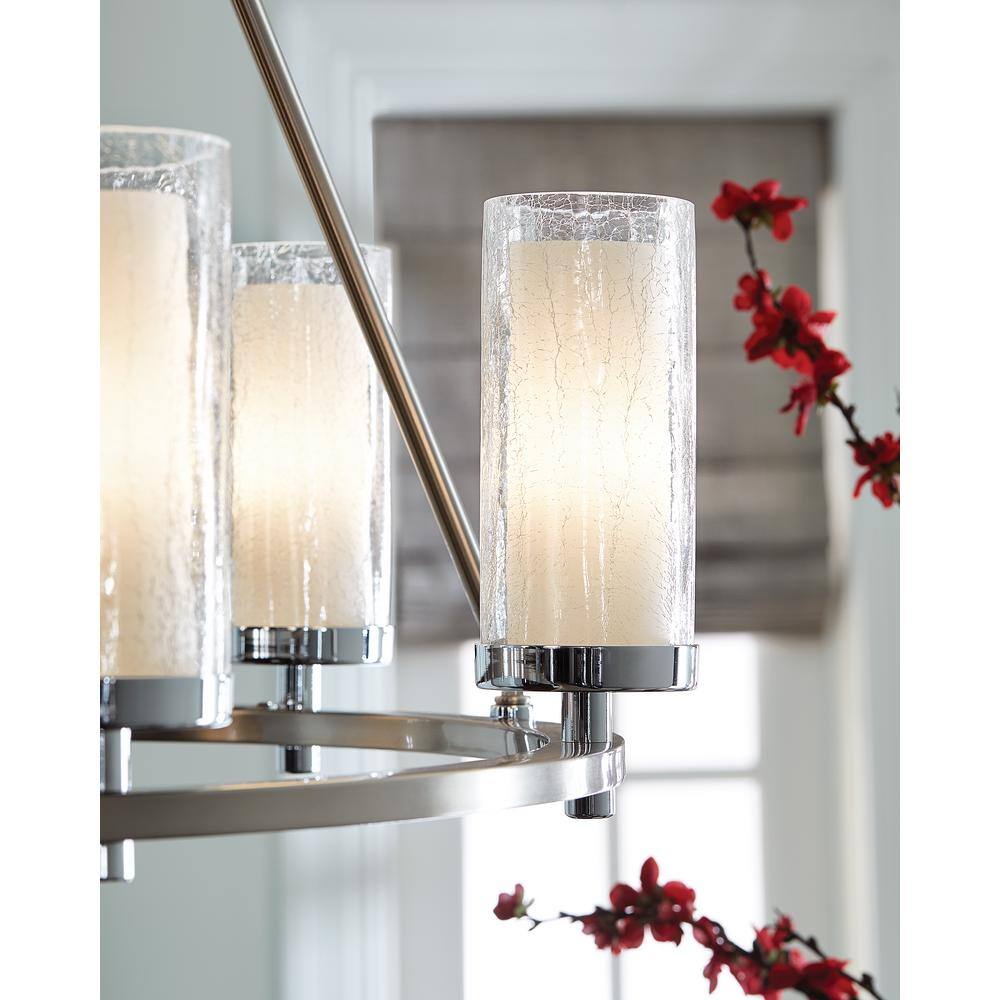 Satin Nickel Chrome 6-Light Chandelier with Crystal Accents