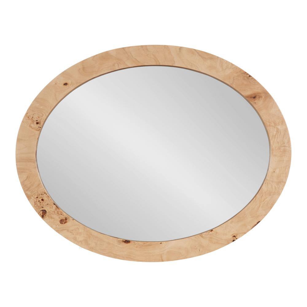 Natural Burlwood Oval Vanity Wall Mirror 22" x 28"