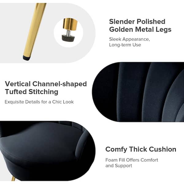 JAYDEN CREATION Yeran Velvet 50.2 in. Black 2-Seats Loveseat