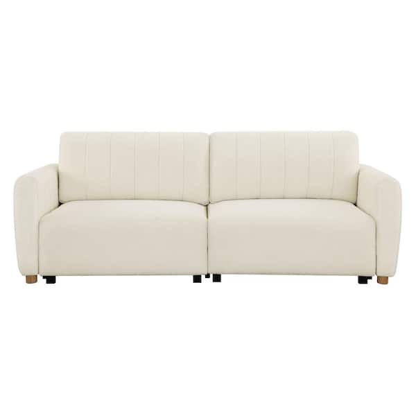 Serta Giles 91.7 in. Ivory Polyester Queen Size Convertible Sofa ...