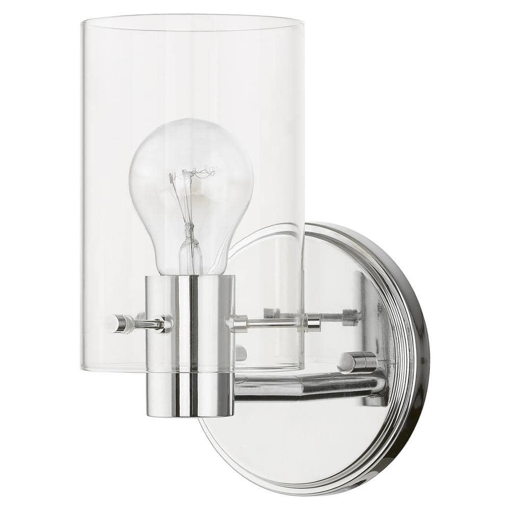 Polished Chrome Clear Glass Single Light Sconce