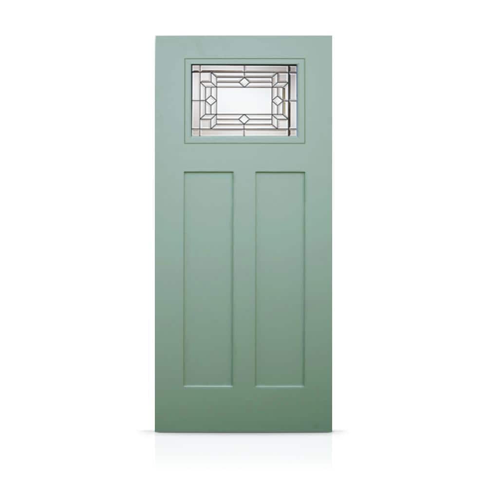 36 in. x 80 in. Reversible Decorative Glass Kiwi-Green Modern Exterior Fiberglass Front Door Slab Door price history on PriceWatchPro