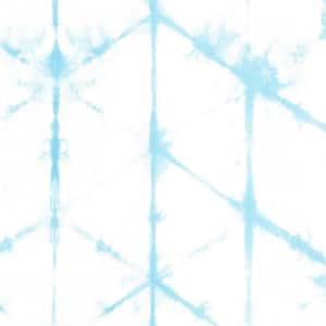 Tie Dye Hexagon Lines Aqua Blue Peel and Stick Vinyl Wallpaper