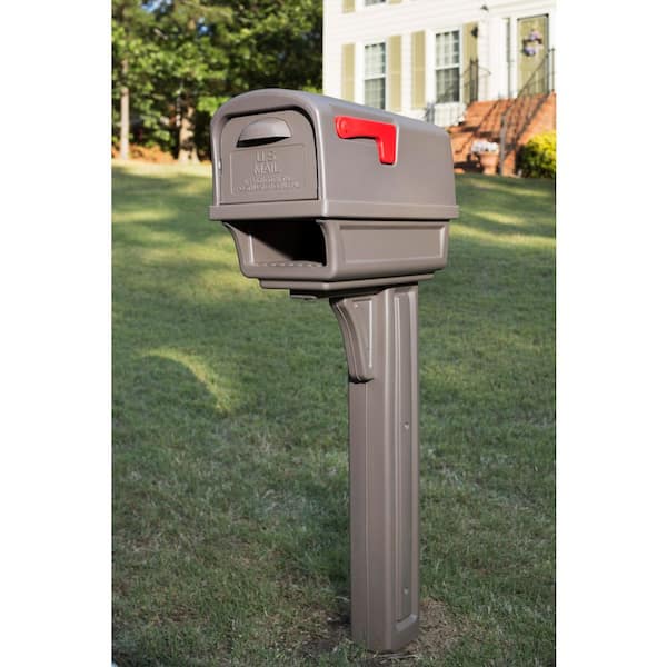 Gentry Mocha, Medium, Plastic, All-in-One Mailbox and Post Combo
