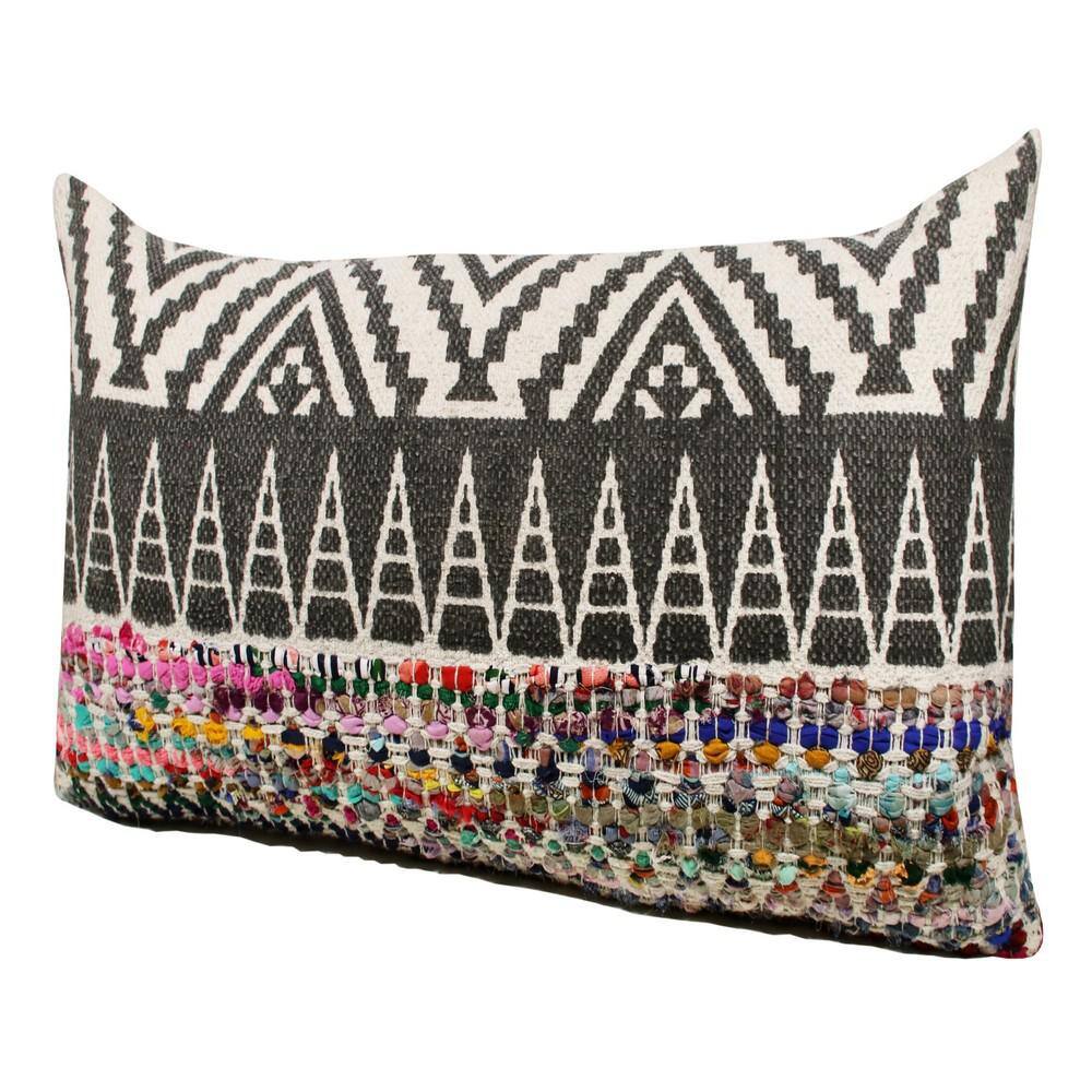 Boho Geometric Multicolored Rectangular Throw Pillow, 14" x 36"