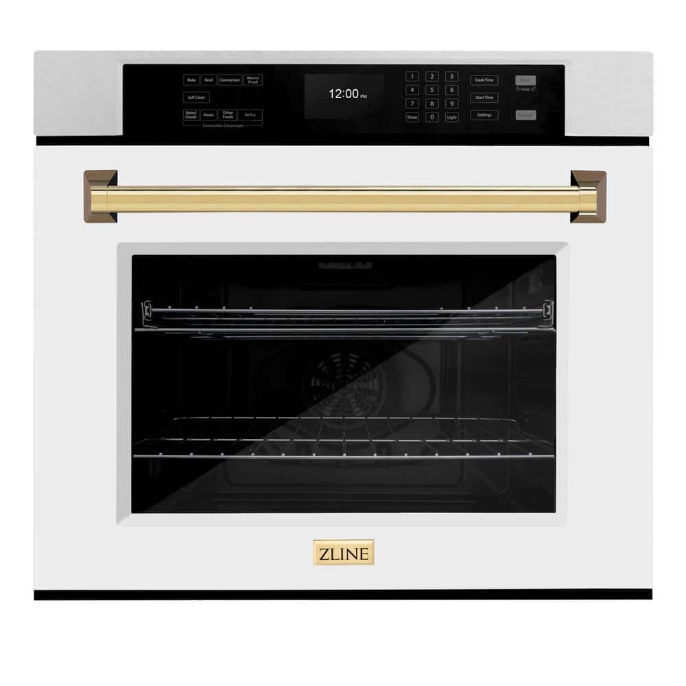 Autograph Edition 30 in. Electric Wall Oven w/ Convection in. Fingerprint Resistant Stainless, White and Polished Gold