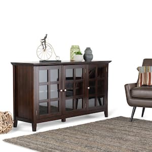 Acadian Solid Wood 62 in. Wide Transitional Wide Storage Cabinet in Brunette Brown
