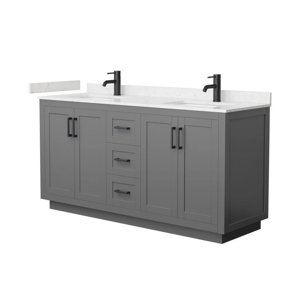 Miranda 66" Dark Gray Freestanding Double Vanity with Cultured Marble Top