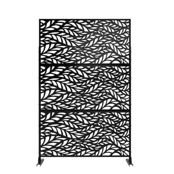 Tidoin 6.33 ft. H x 3.93 ft. W Black Laser Cut Privacy Mesh Screening Garden Metal Fence Panel