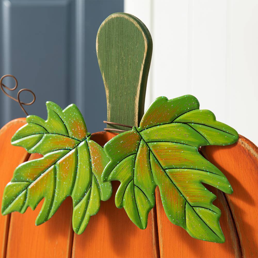 27" Orange and Green Wood Pumpkin Welcome Porch Sign