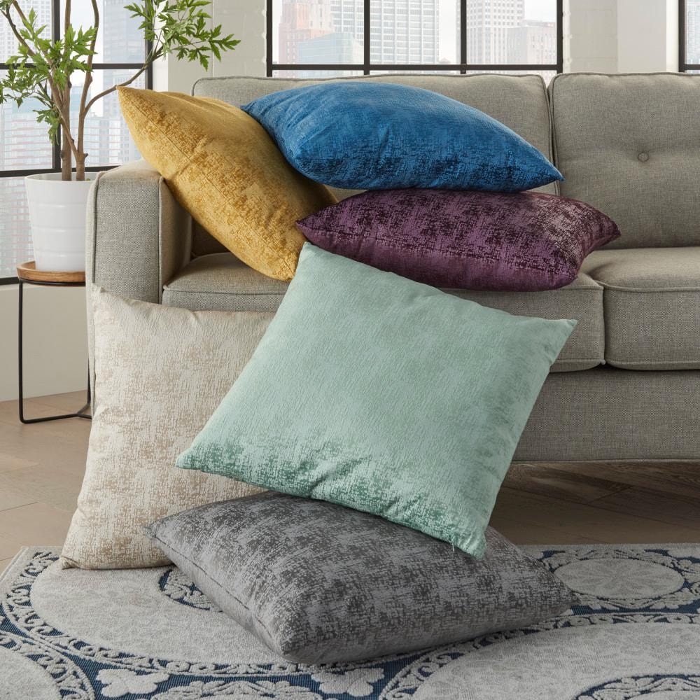 Celadon Green Abstract Velvet 22" Square Throw Pillow