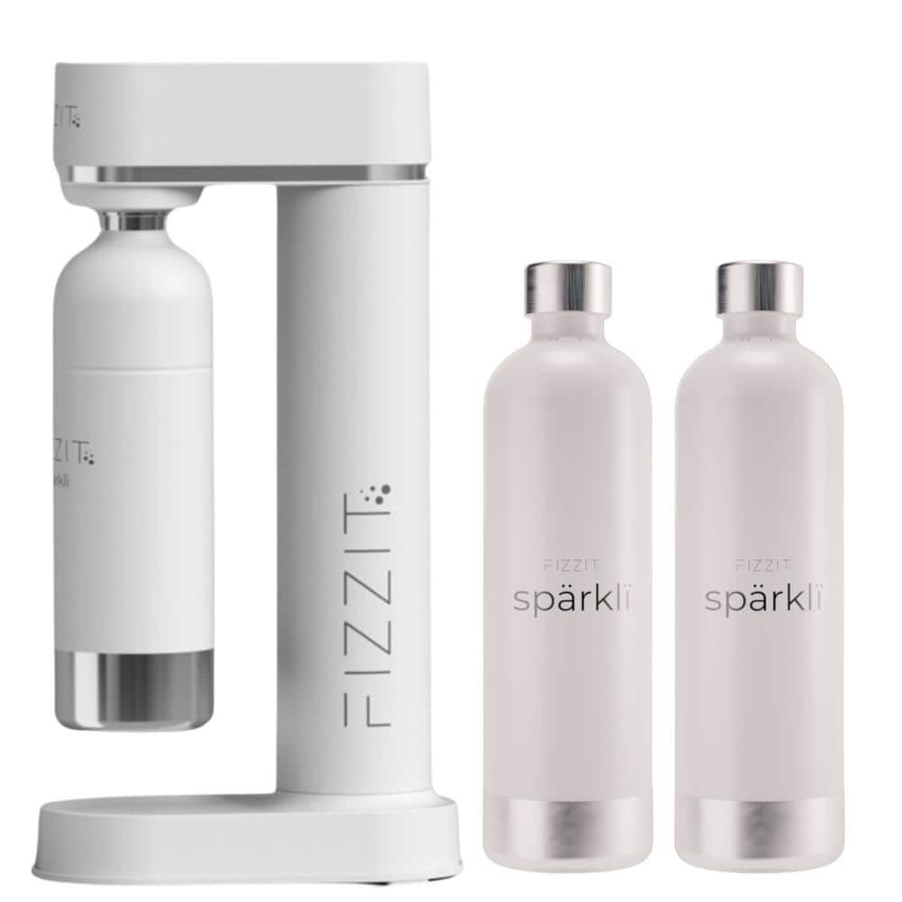 Stainless Steel White Sparkling Water and Soda Maker Machine with 2 White S