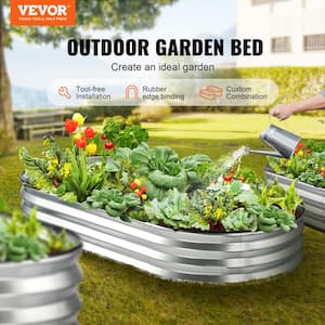 6 ft. x 3 ft. x 1 ft. Raised Garden Bed Galvanized Metal Planter Box with Open Base Outdoor Planting Boxes