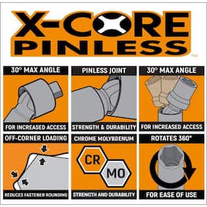 X-Core 3/8 in. Drive 6-Point Standard Pinless Metric Universal Impact Socket Set (11-Piece)