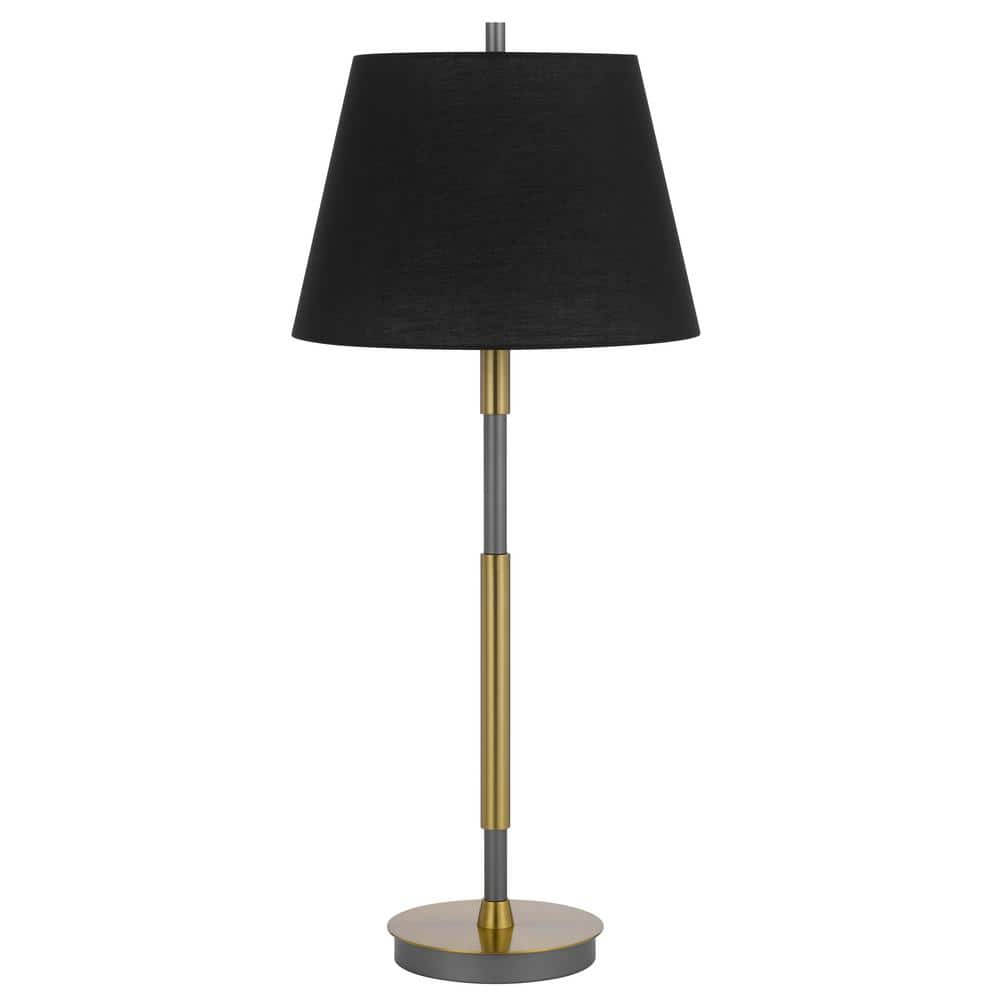 30 Height Antique Brass/Silver Grey Metal Table Lamp with Fabric Shade