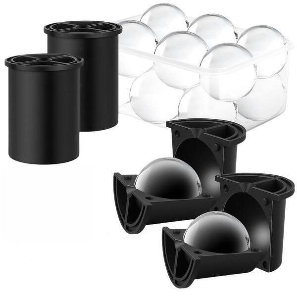 2-Piece Black 2.5 in. Stainless Steel Ice Ball Maker Mold, Easy-Release, for Whiskey, Cocktails and Bourbon Gifts