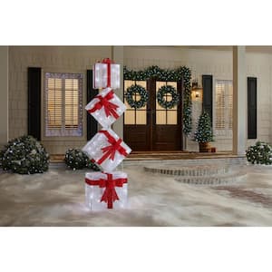 5.5 ft. Icicle Shimmer Twinkling LED Stacked Gift Boxes Holiday Yard Decoration