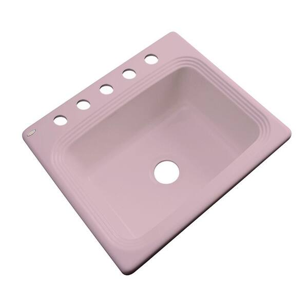 Thermocast Rochester Drop-In Acrylic 25 in. 5-Hole Single Bowl Kitchen Sink in Wild Rose