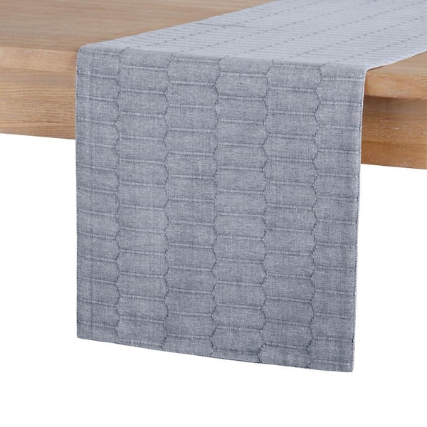 15 in. x 72 in. Blue Marth Stewart Honeycomb Cotton Rectangle Table Runner, Modern Farmhouse