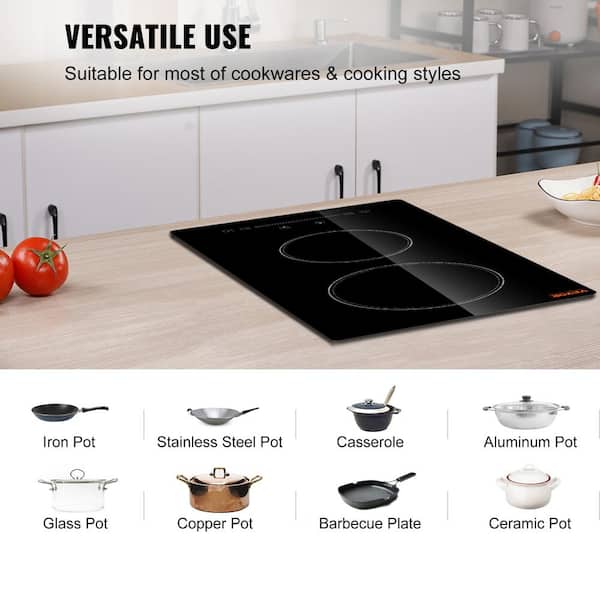  2 Burner Electric Cooktop 110v, 120v Plug In Electric Stove Top,  12 Inch Built-in Radiant Electric Stove, Electric Ceramic Cooktop with  Child Safety Lock, Timer, Over-Temperature Protection : Appliances