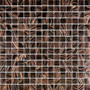 Celestial Glossy Umber Brown and Gold 12 in. x 12 in. Glass Mosaic Wall and Floor Tile (20 sq. ft./case) (20-pack)